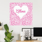 Florence in roze wit met een naam poster (Thuiskantoor)