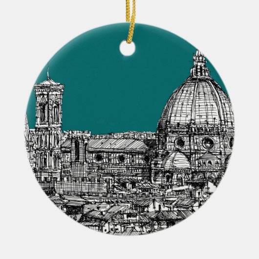 Florence in turkooise keramisch ornament (Voorkant)