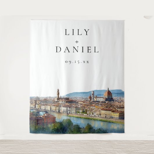 Florence Italian Wedding Photo Backdrop Wandkleed (Voorkant)
