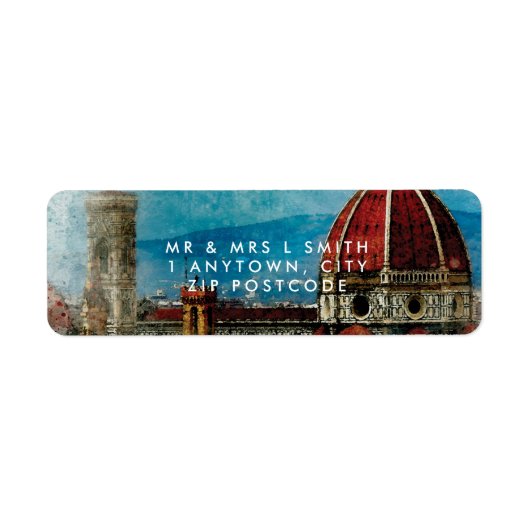 Florence Italië aquarel retour adres label (Voorkant)