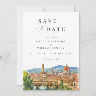 Florence Italië Aquarel Silhouet Bestemming Save The Date