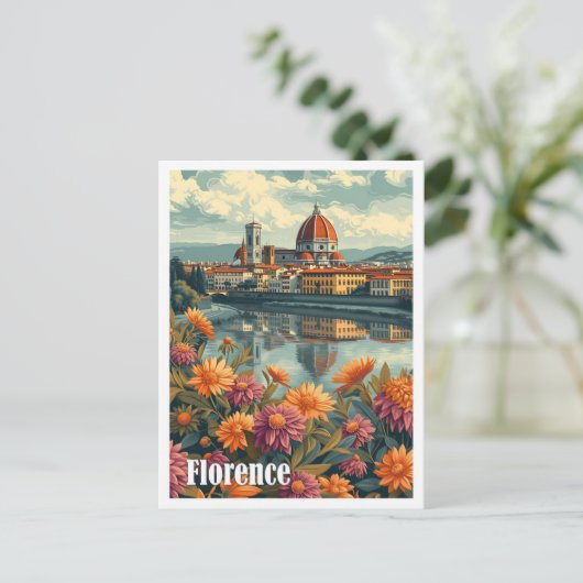 Florence Italië Artistieke Reis Illustratie Briefkaart (Staand voorkant)