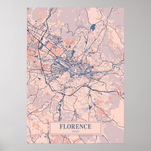 Florence - Italië Breezy - Stadskaart Poster (Voorkant)