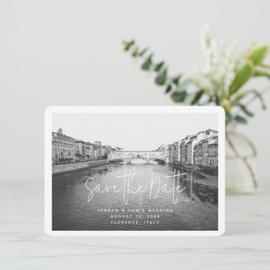 Florence Italië Bruiloft Briefkaart Save the Date (Staand voorkant)