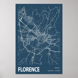 Florence Italië City Map Line Art Blue Print