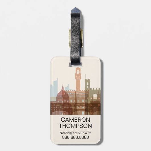 Florence, Italië | City Skyline Bagagelabel (Achterkant verticaal)