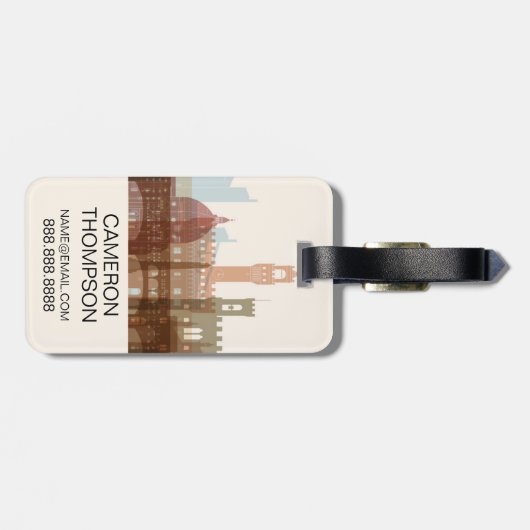 Florence, Italië | City Skyline Bagagelabel (Achterkant horizontaal)