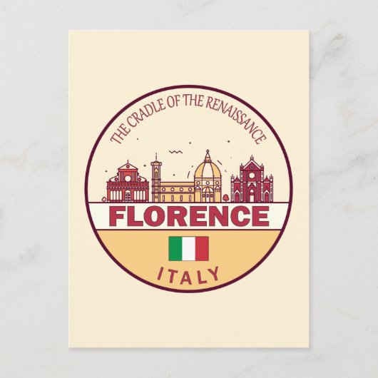 Florence Italië City Skyline Embleem Briefkaart (Voorkant)