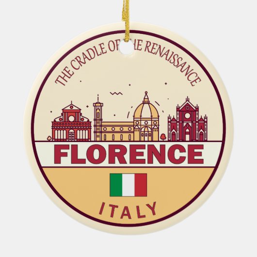 Florence Italië City Skyline Embleem Keramisch Ornament (Achterkant)