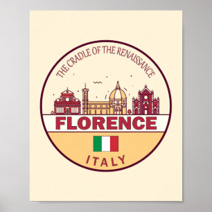 Florence Italië City Skyline Embleem Poster