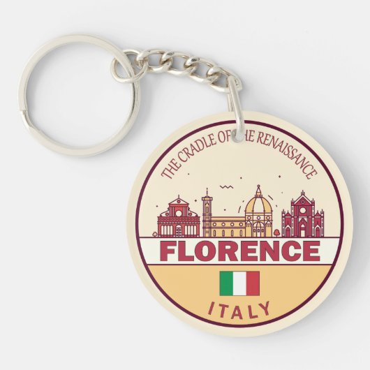 Florence Italië City Skyline Embleem Sleutelhanger (Voorkant)