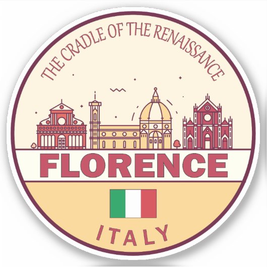 Florence Italië City Skyline Embleem Sticker (Voorkant)