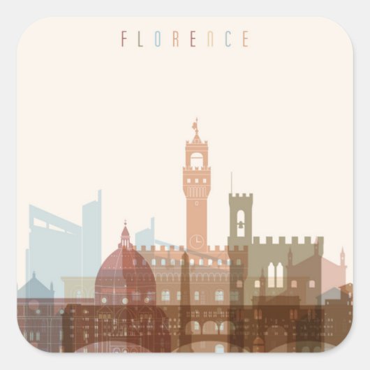 Florence, Italië | City Skyline Vierkante Sticker (Voorkant)