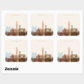 Florence, Italië | City Skyline Vierkante Sticker (Vel)