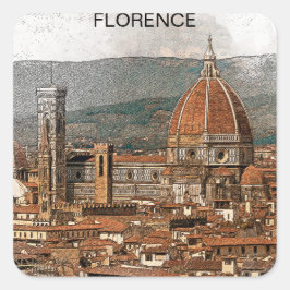 Florence Italië Duomo Cathedral Travel Vierkante Sticker