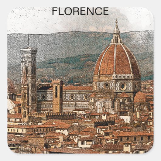 Florence Italië Duomo Cathedral Travel Vierkante Sticker (Voorkant)