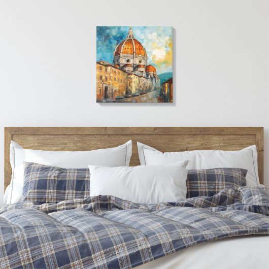 Florence, Italië | Duomo | Stijl van oliehoudende  Canvas Afdruk (Insitu (Slaapkamer))