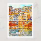 Florence Italië Famous Travel Waterverf Sketch Briefkaart (Voorkant)