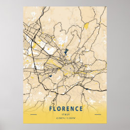 Florence - Italië Gele Stadskaart Poster