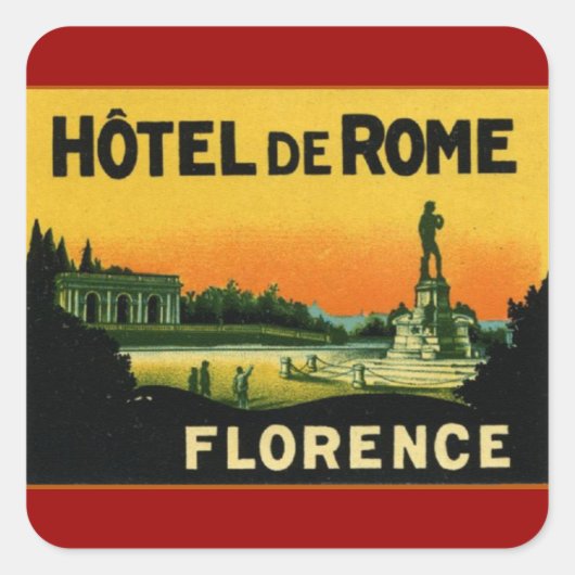 Florence Italië HOTEL DeROME Vierkante Sticker (Voorkant)
