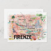 Florence Italië Illustrate Map Briefkaart (Voorkant / Achterkant)