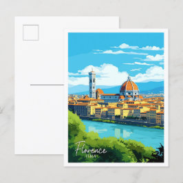 Florence Italië Kunst vintage reisillustratie Briefkaart