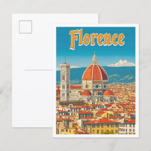 Florence Italië Kunst Vintage Reizen Illustratie Briefkaart