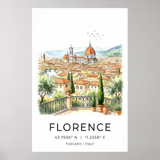 Florence Italië Kunstprint Toscaans terras Poster (Voorkant)