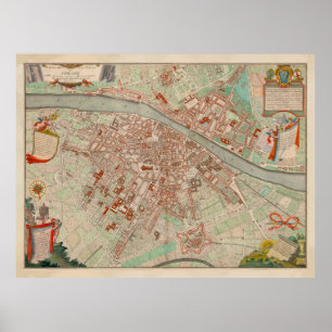 Florence Italië Map (1755) Poster