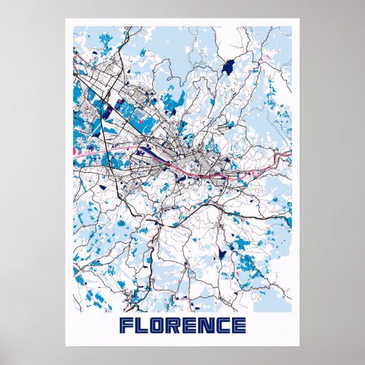 Florence - Italië MelkTea City Map Poster (Voorkant)