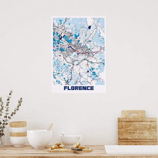 Florence - Italië MelkTea City Map Poster (Keuken)