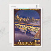 Florence, Italië, oud poster Briefkaart (Voorkant / Achterkant)