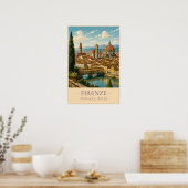 Florence, Italië – Oude Reisposter Poster (Keuken)