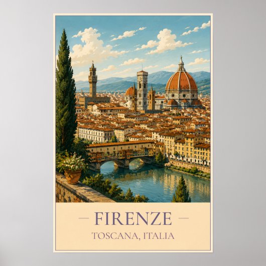 Florence, Italië – Oude Reisposter Poster (Voorkant)