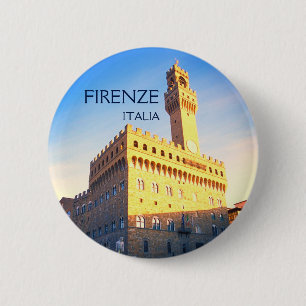 Florence, Italië - Piazza della Signoria Ronde Button 5,7 Cm