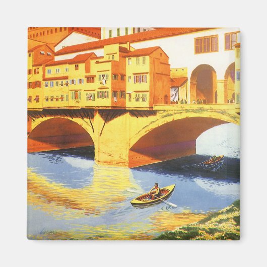 Florence Italië Ponte Vecchio Brug Vintage Reizen Magneet (Voorkant)