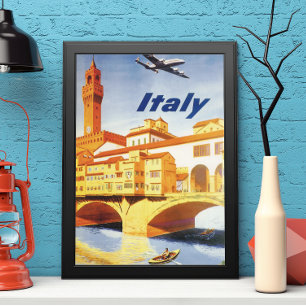 Florence Italië Ponte Vecchio Brug Vintage Reizen Poster
