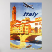 Florence Italië Ponte Vecchio Brug Vintage Reizen Poster (Voorkant)