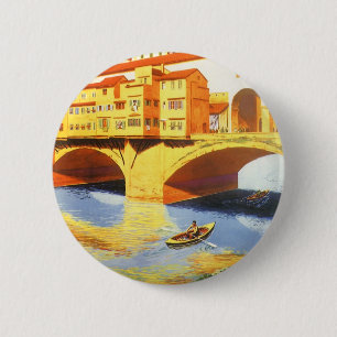 Florence Italië Ponte Vecchio Brug Vintage Reizen Ronde Button 5,7 Cm