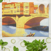 Florence Italië Ponte Vecchio Brug Vintage Reizen Theedoek (Gevouwen)