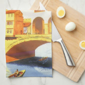 Florence Italië Ponte Vecchio Brug Vintage Reizen Theedoek (Quarter Fold)