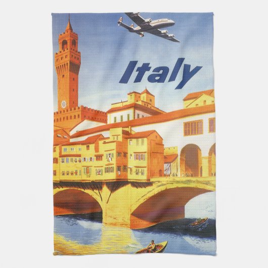 Florence Italië Ponte Vecchio Brug Vintage Reizen Theedoek (Verticaal)