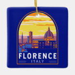 Florence Italië Reizen Kunst Vintage Keramisch Ornament<br><div class="desc">Florence vector kunst ontwerp. Florence,  de hoofdstad van de Italiaanse regio Toscane,  is de thuisbasis van vele meesterwerken van renaissance kunst en architectuur.</div>