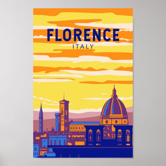 Florence Italië Reizen Kunst Vintage Poster (Voorkant)