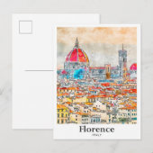 Florence Italië Reizen Waterverf Schets Hand getek Briefkaart (Voorkant / Achterkant)