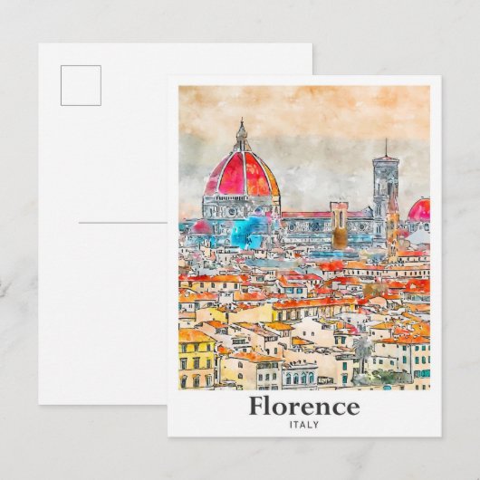 Florence Italië Reizen Waterverf Schets Hand getek Briefkaart (Voorkant / Achterkant)