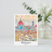 Florence Italië Reizen Waterverf Schets Hand getek Briefkaart (Staand voorkant)