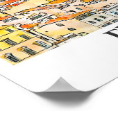 Florence Italië Reizen Waterverf Schets Hand getek Poster (Hoek)