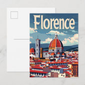 Florence Italië  Retro Reizen Illustratie Briefkaart (Voorkant / Achterkant)