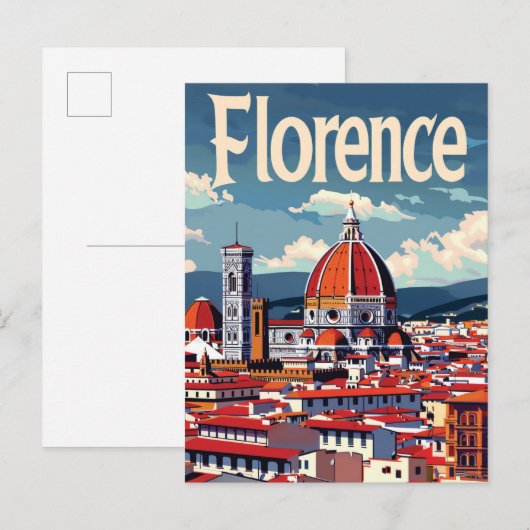 Florence Italië Retro Reizen Illustratie Briefkaart (Voorkant / Achterkant)